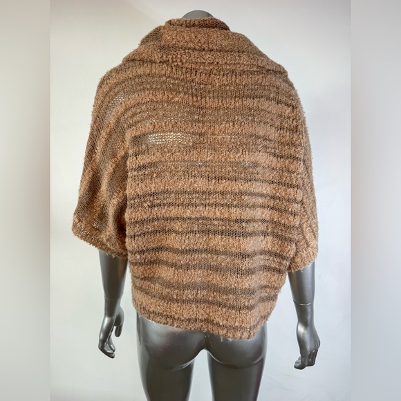 Gianni Bini sweater boiled wool boucle open knit cowl neck crop large - Picture 4 of 11
